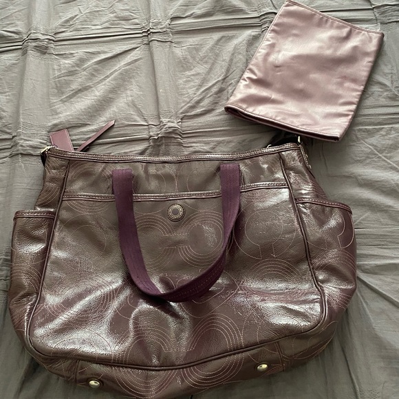 Purple Leather Coach Diaper Bag!! Like New!! - Picture 1 of 5